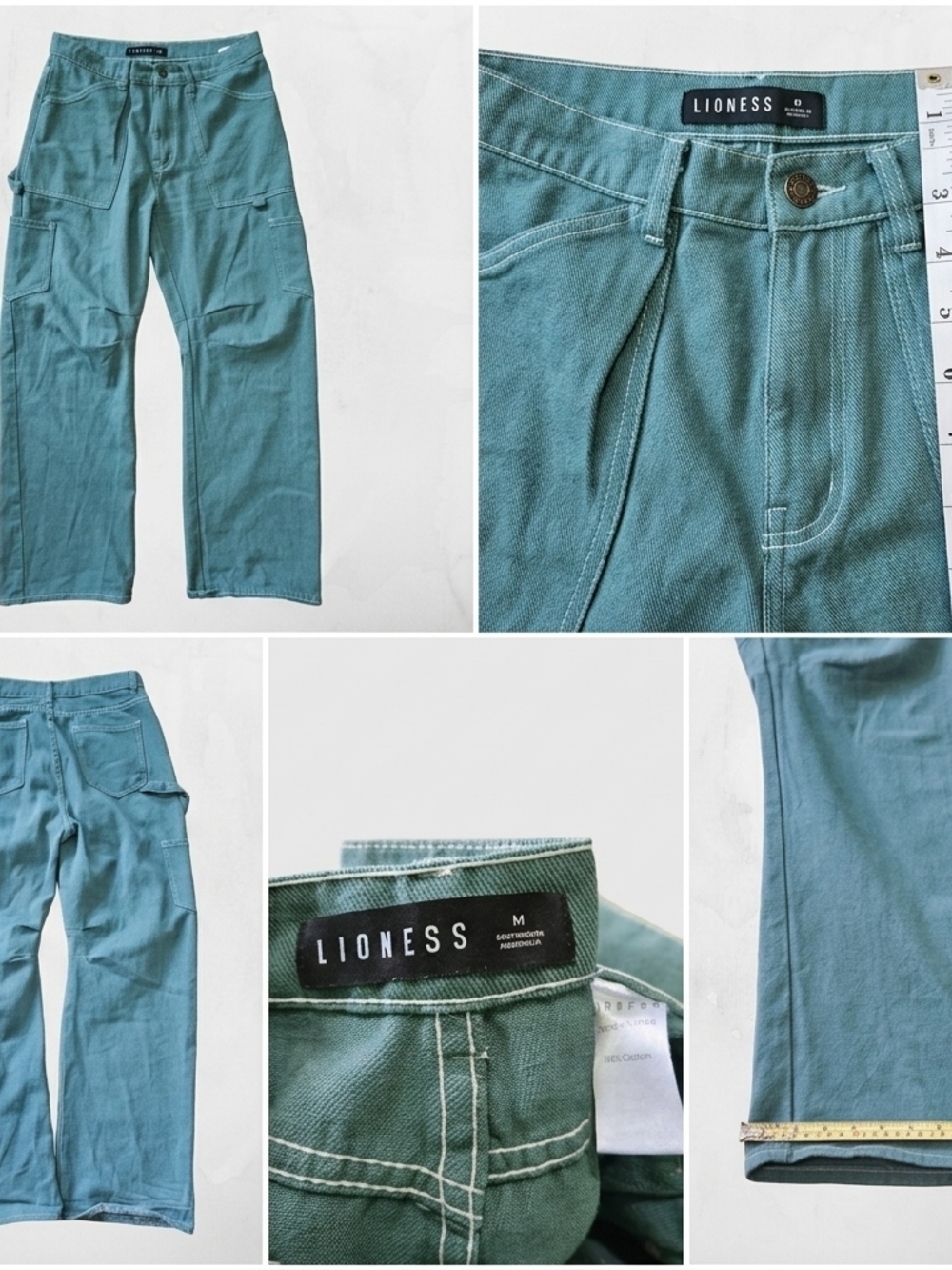 Lioness Teal Wide-Leg Cargo Pants